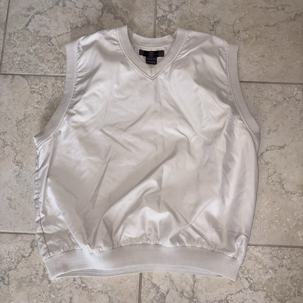 Vintage Nike Golf Pullover Cream Sleeveless Windbreaker V-Neck Size Large
